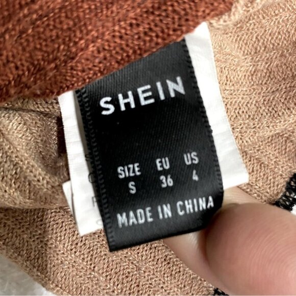 5/$25 Shein Y2K Tan Brown Exposed Seam Short Sleeve Stretchy Crop Top S - Picture 3 of 12